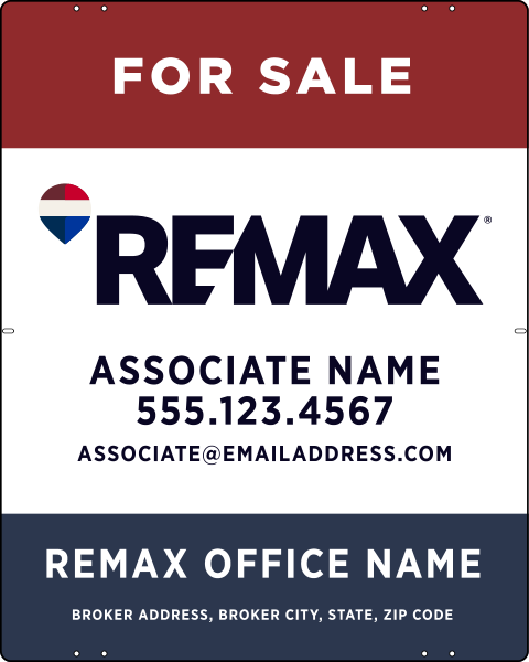 Reflective Associate Name w Broker Address Sign Panel, 30h x 24w, .040 Aluminum